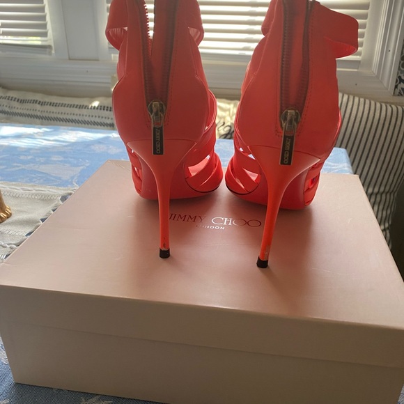 Jimmy Choo Orange Strappy Heels - Picture 7 of 9